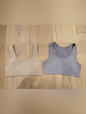 GAP Ribbed Scoop & Racerback Crop Bras - Beige and Lavender